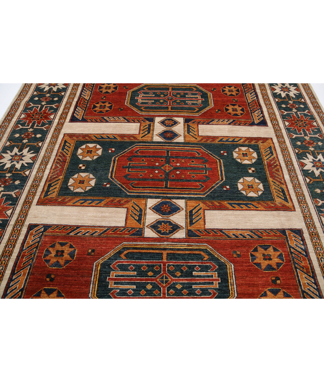 Hand Knotted Nomadic Caucasian Humna Wool Rug - 8'3'' x 9'9'' 8'3'' x 9'9'' (248 X 293) / Ivory / N/A