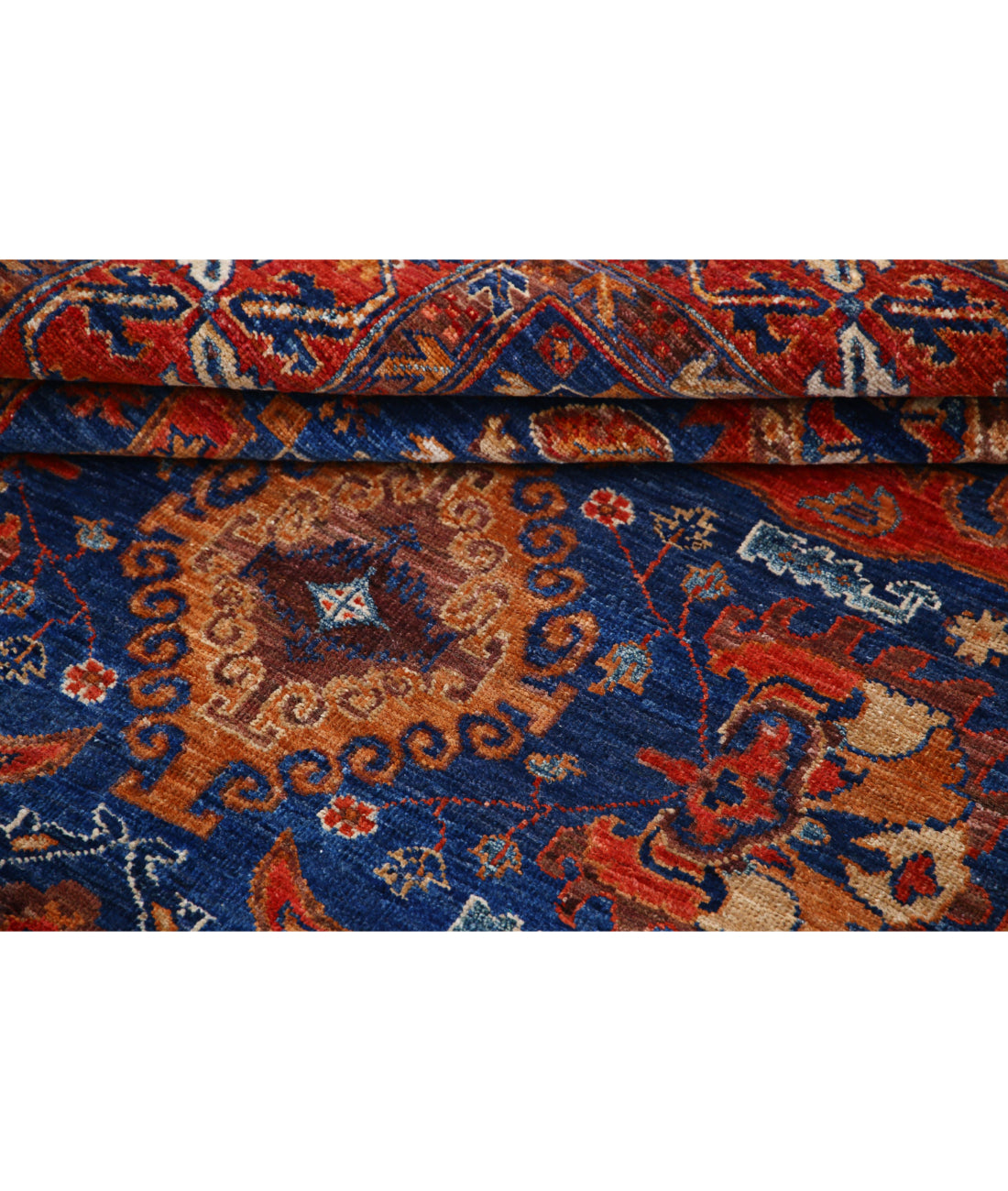 Hand Knotted Nomadic Caucasian Humna Wool Rug - 4'11'' x 6'9'' 4'11'' x 6'9'' (148 X 203) / Blue / Red