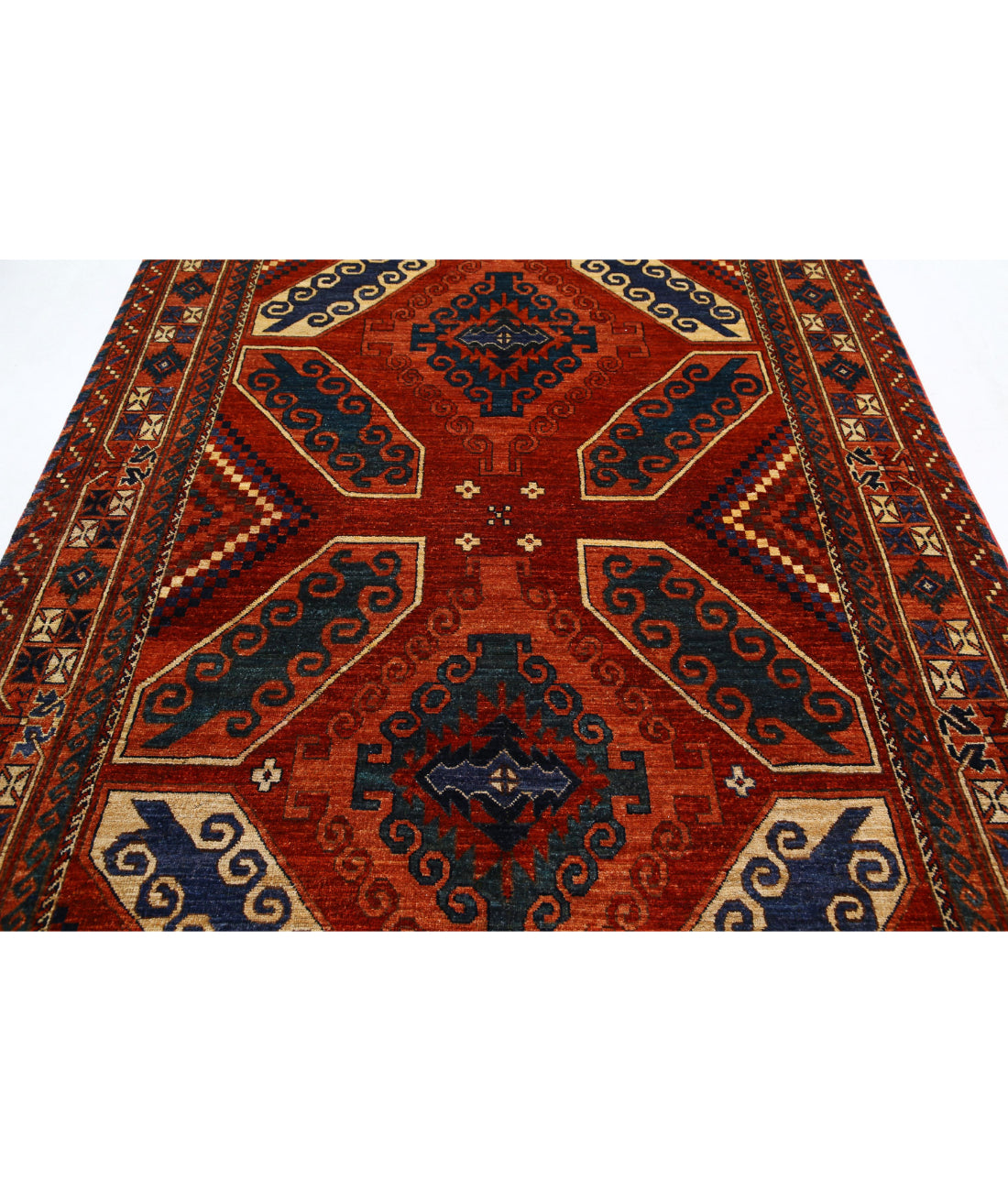 Hand Knotted Nomadic Caucasian Humna Wool Rug - 6'5'' x 9'4'' 6'5'' x 9'4'' (193 X 280) / Red / Red