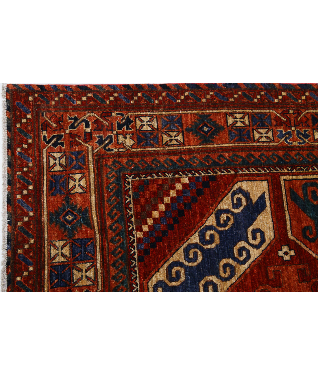 Hand Knotted Nomadic Caucasian Humna Wool Rug - 6'5'' x 9'4'' 6'5'' x 9'4'' (193 X 280) / Red / Red