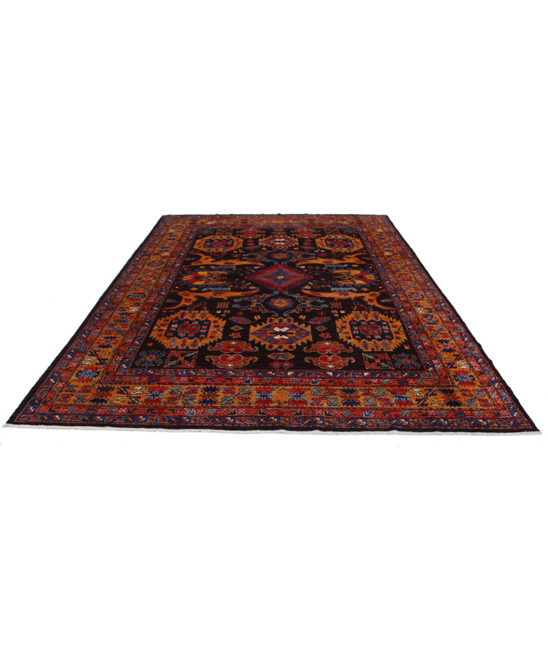 Hand Knotted Nomadic Caucasian Humna Wool Rug - 8'4'' x 10'2'' 8'4'' x 10'2'' (250 X 305) / Brown / Gold