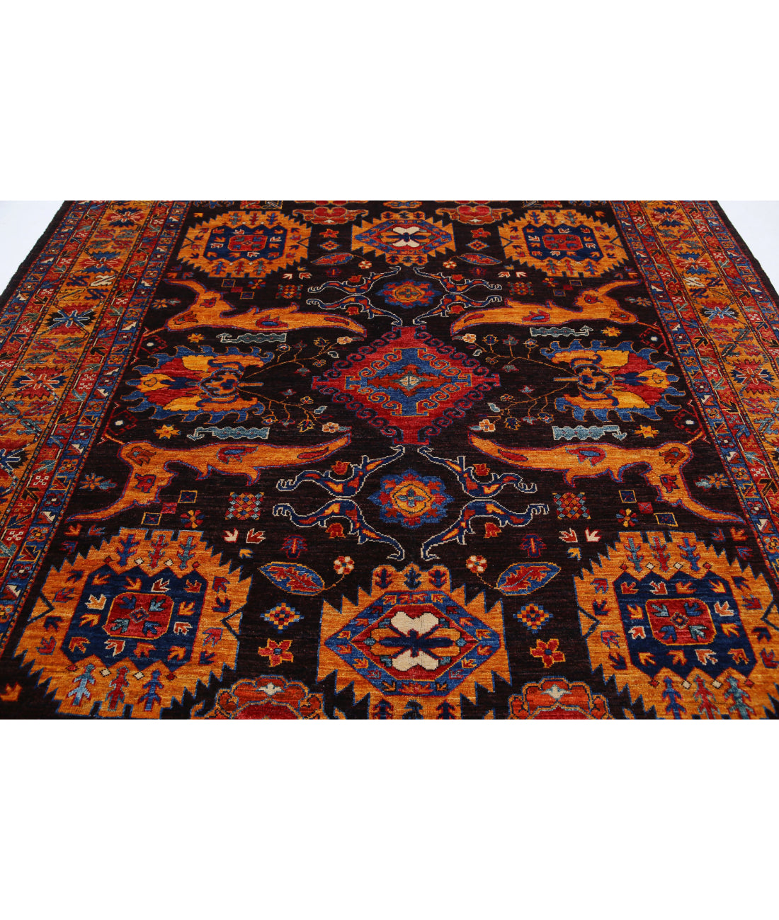 Hand Knotted Nomadic Caucasian Humna Wool Rug - 8'4'' x 10'2'' 8'4'' x 10'2'' (250 X 305) / Brown / Gold