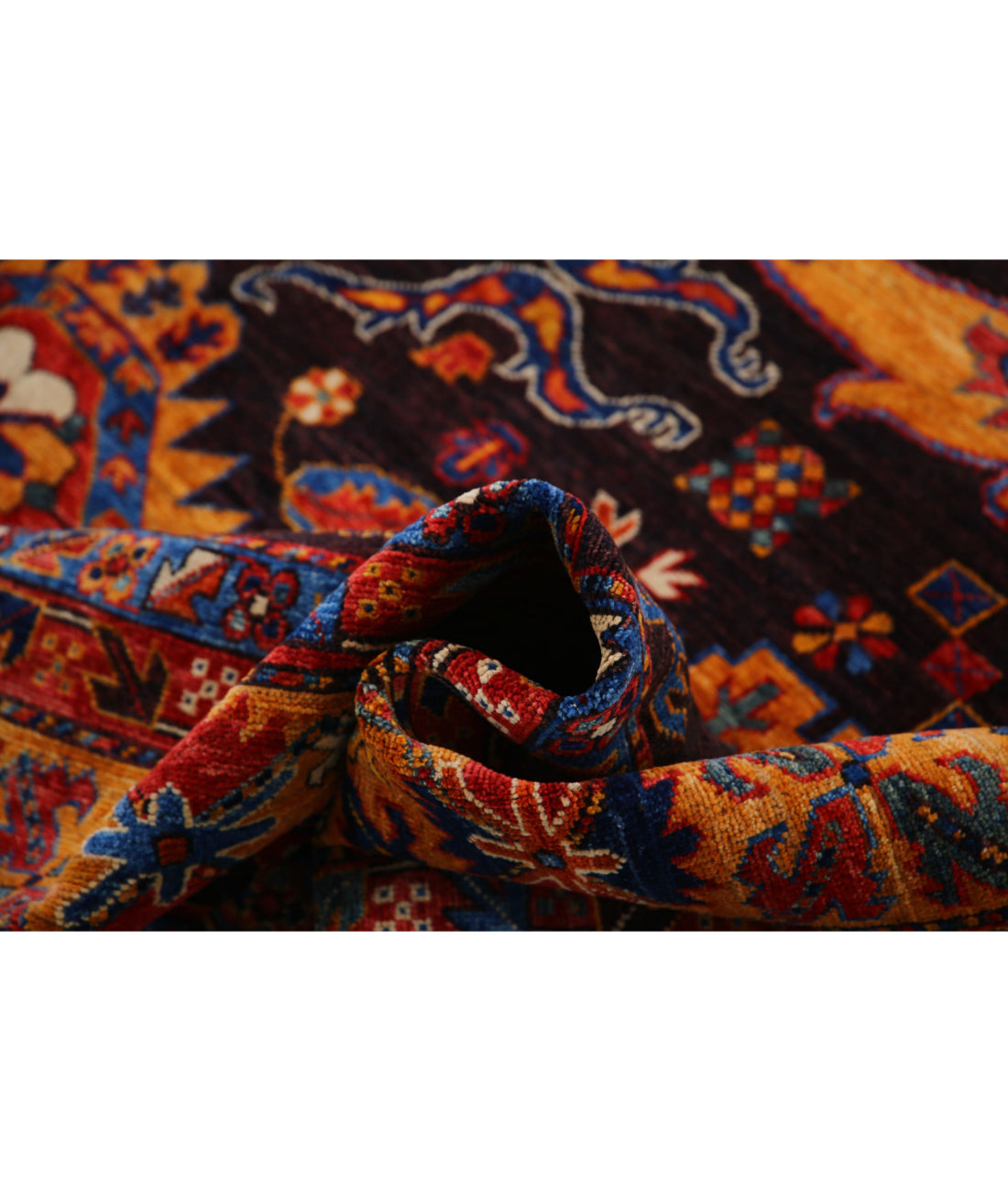 Hand Knotted Nomadic Caucasian Humna Wool Rug - 8'4'' x 10'2'' 8'4'' x 10'2'' (250 X 305) / Brown / Gold