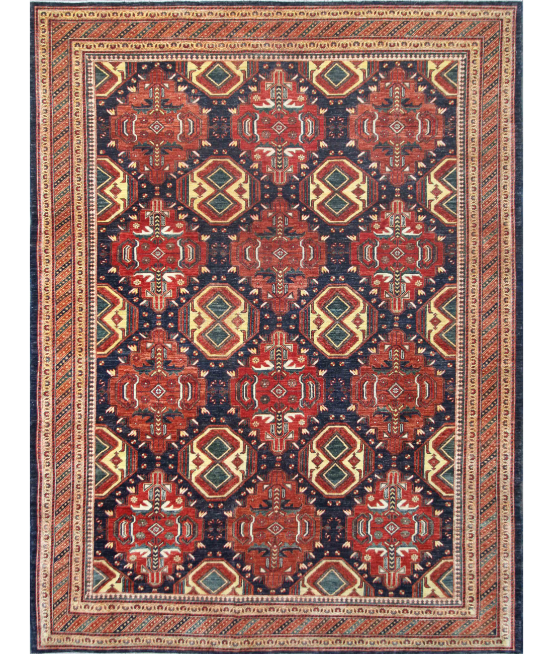 Hand Knotted Humna Wool Rug 8' 11" X 12' 3" 8' 11" X 12' 3" (272 X 373) / Rust / Brown