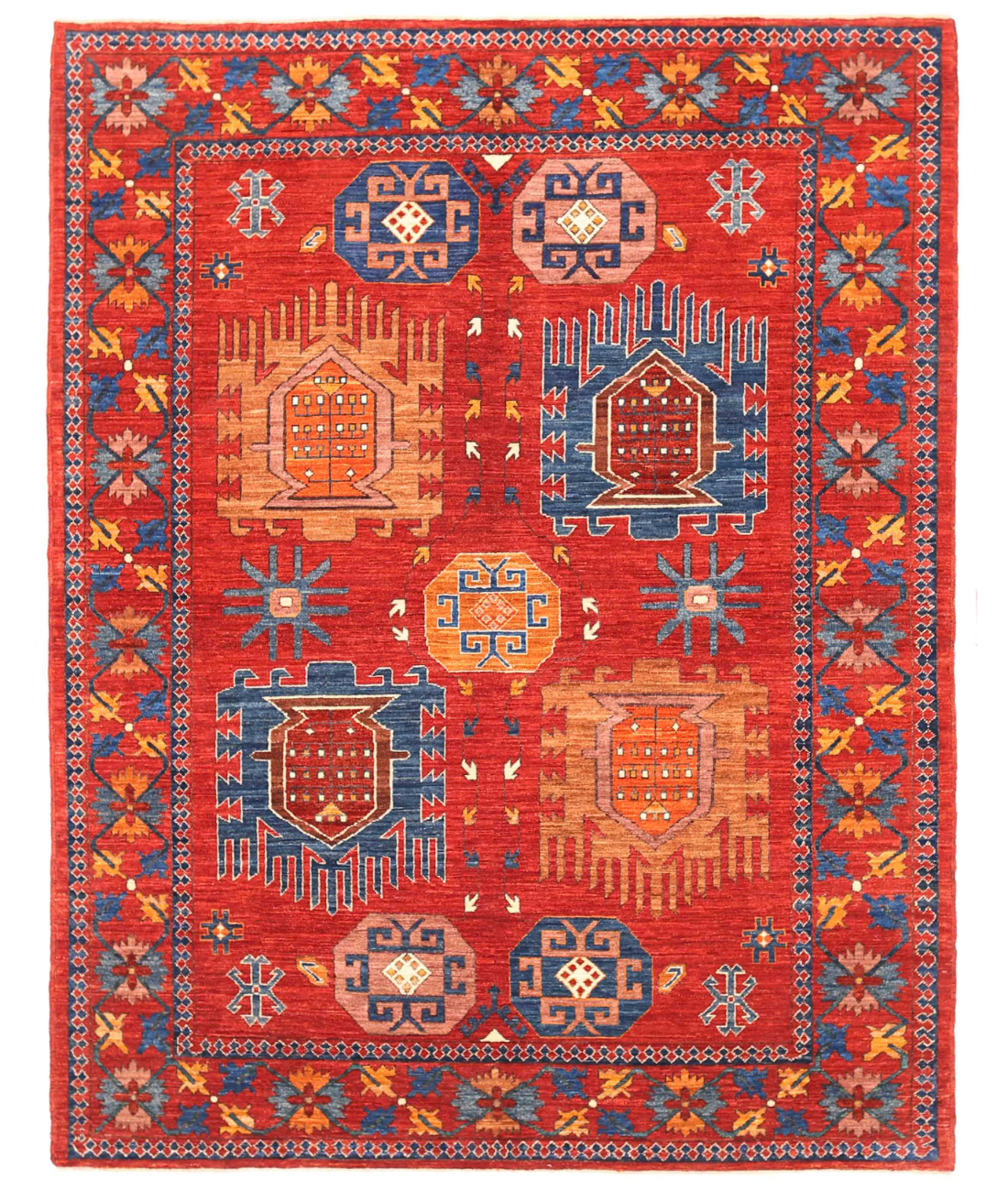 Hand Knotted Humna Wool Rug  - 6&#39; 9&quot; X 8&#39; 8&quot;