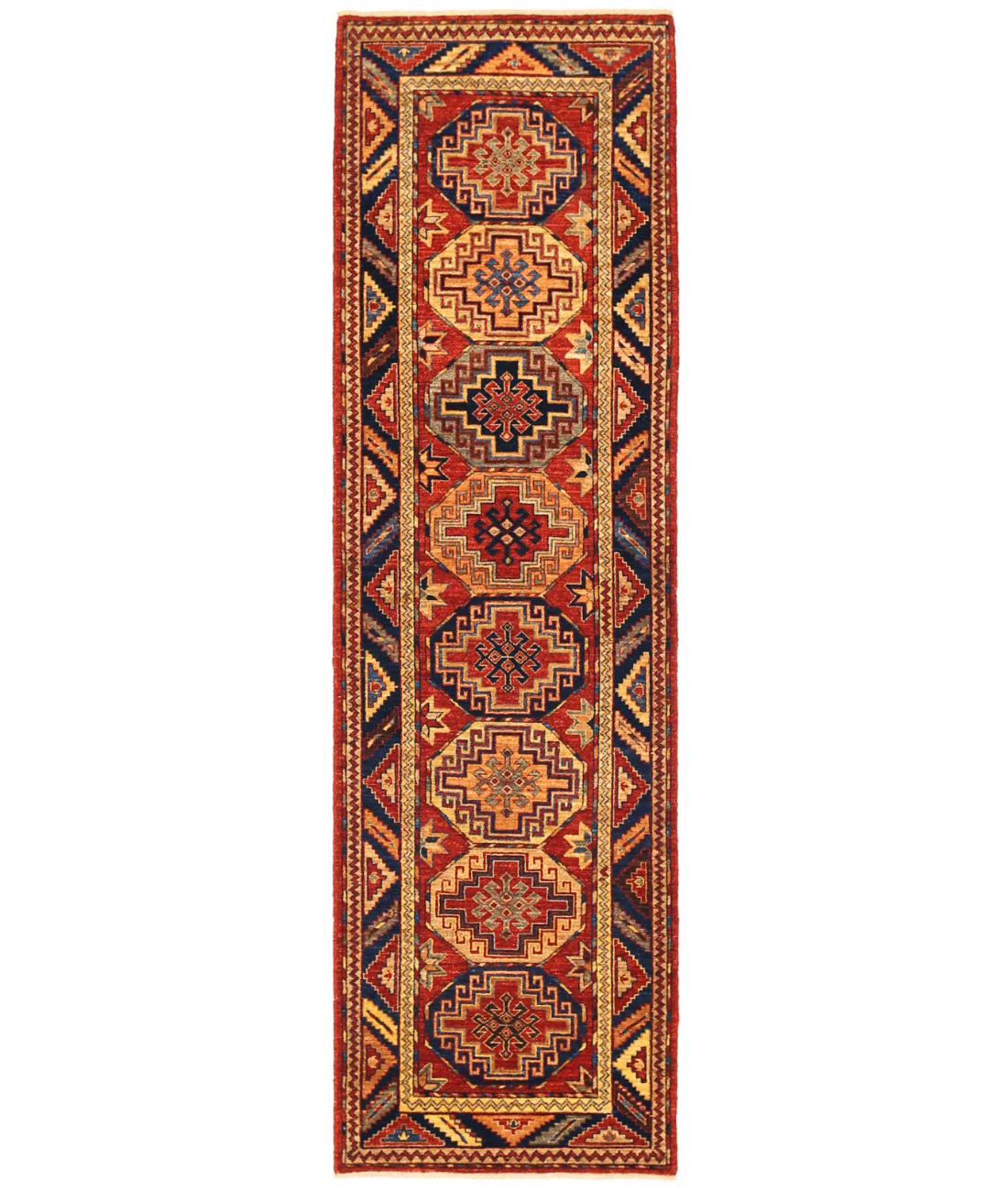 Hand Knotted Humna Wool Rug 2' 11" X 10' 0" 2' 11" X 10' 0" (89 X 305) / Red / Blue