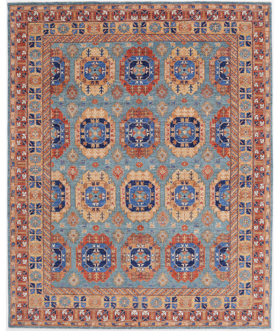 Hand Knotted Humna Wool Rug 8' 0" X 9' 11" 8' 0" X 9' 11" (244 X 302) / Green / Gold