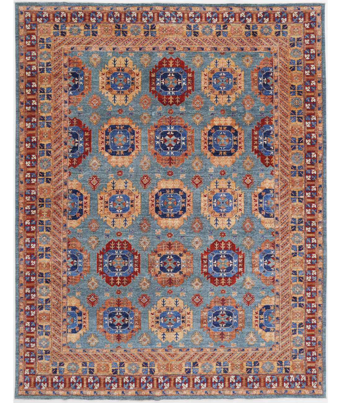 Hand Knotted Humna Wool Rug 9' 1" X 11' 10" 9' 1" X 11' 10" (277 X 361) / Green / Gold