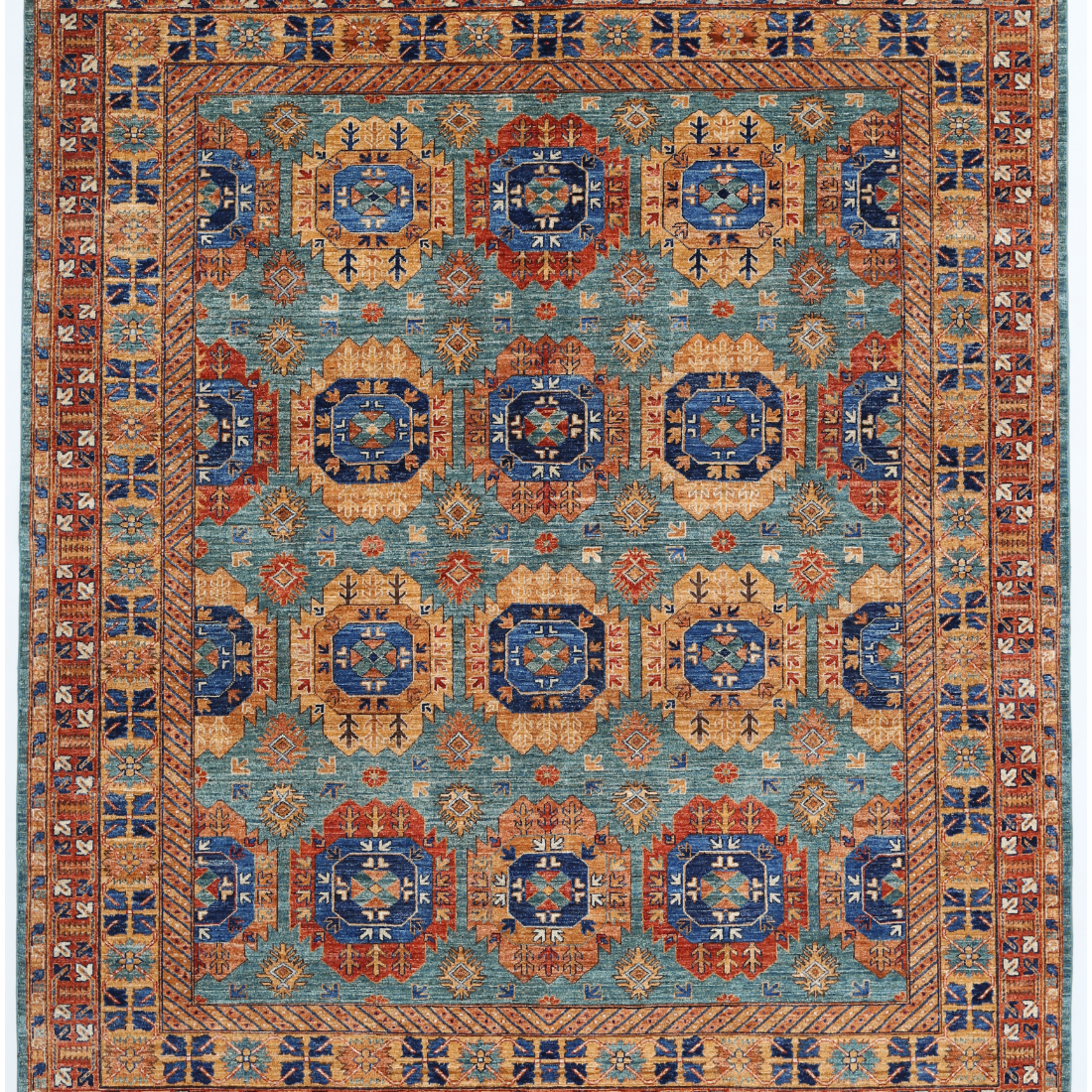 Hand Knotted Humna Wool Rug  - 8' 1" X 9' 8"