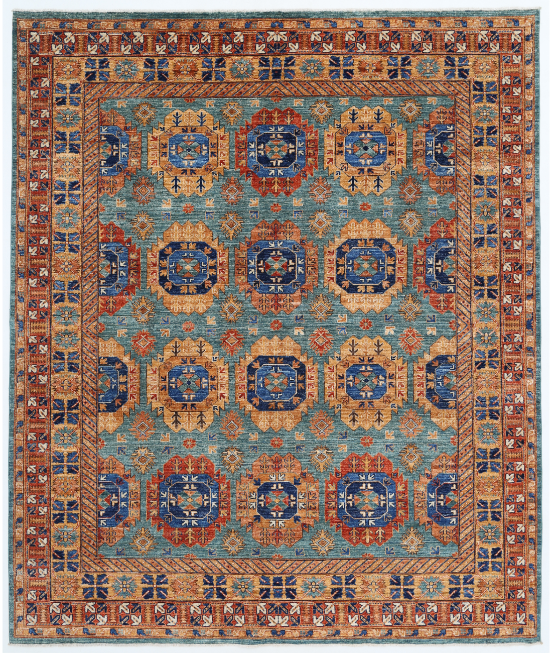 Hand Knotted Humna Wool Rug  - 8' 1" X 9' 8"