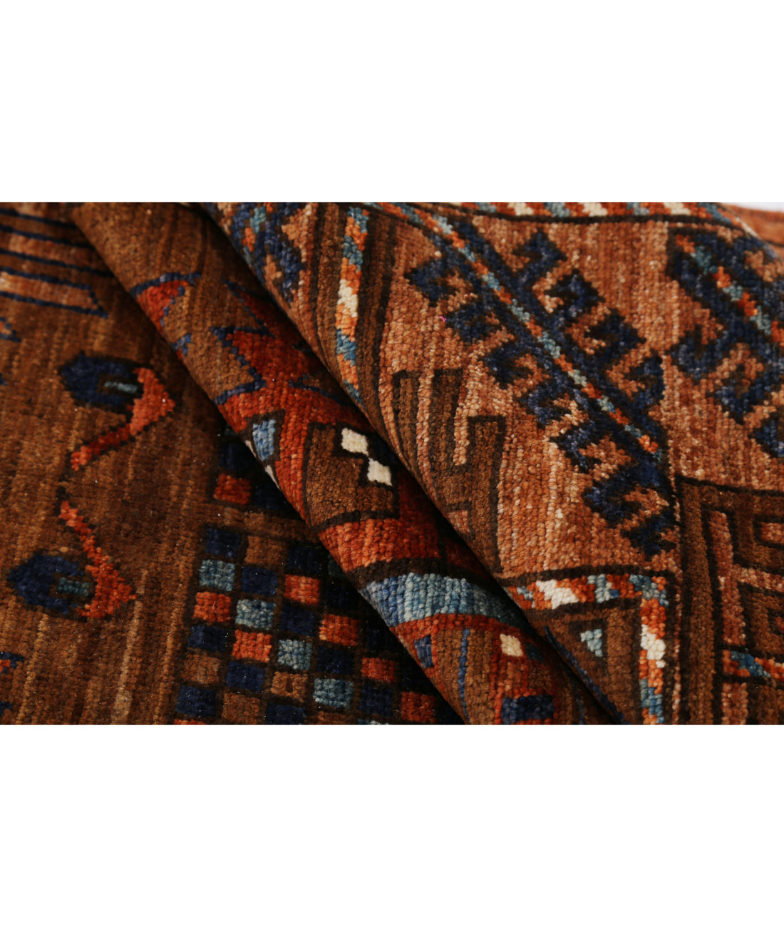 Hand Knotted Nomadic Caucasian Humna Wool Rug - 6'0'' x 8'9'' 6'0'' x 8'9'' (180 X 263) / Rust / Blue