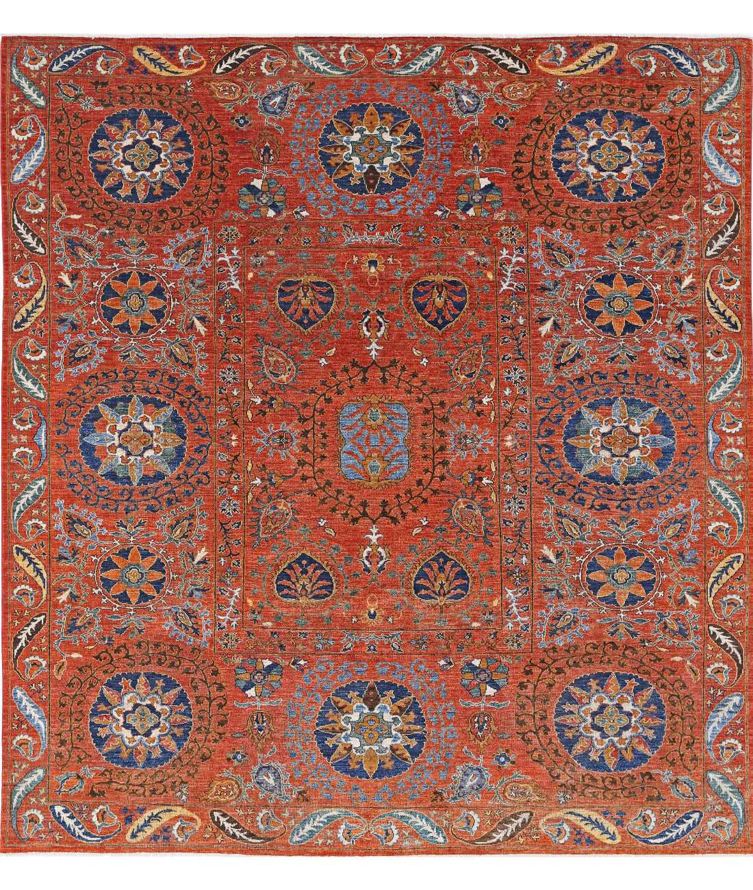 Hand Knotted Nomadic Caucasian Humna Wool Rug - 9'8'' x 10'4''
