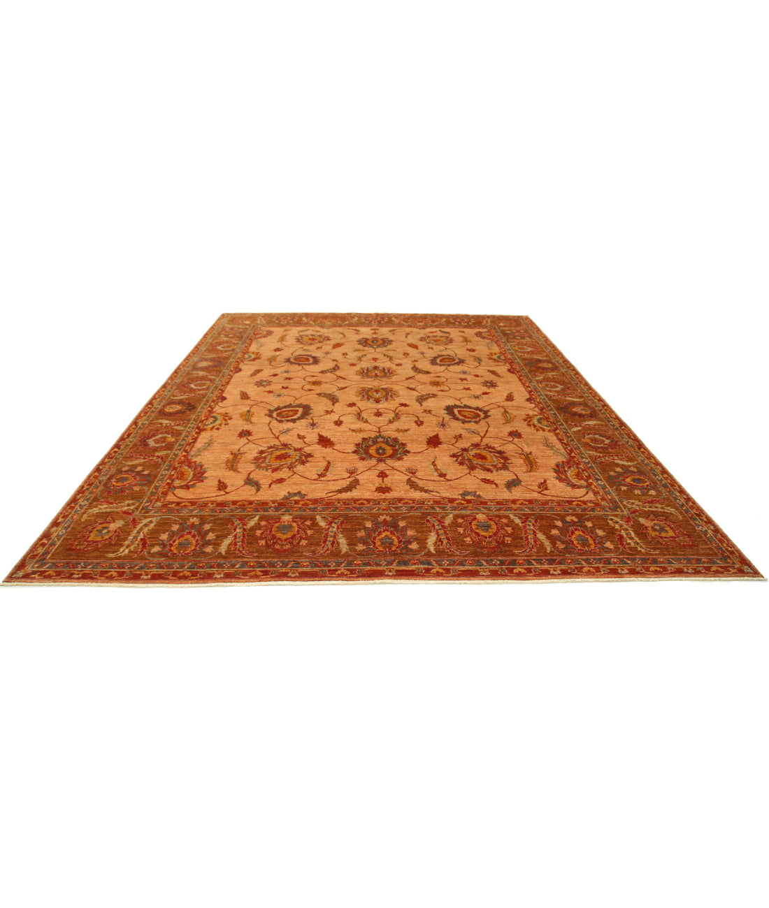 Hand Knotted Nomadic Caucasian Humna Wool Rug - 10'8'' x 13'10'' 10'8'' x 13'10'' (320 X 415) / Tan / Brown