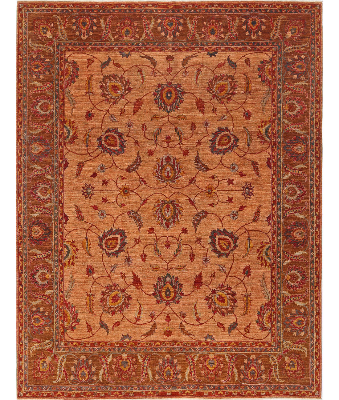 Hand Knotted Nomadic Caucasian Humna Wool Rug - 10&#39;8&#39;&#39; x 13&#39;10&#39;&#39; 10&#39;8&#39;&#39; x 13&#39;10&#39;&#39; (320 X 415) / Tan / Brown