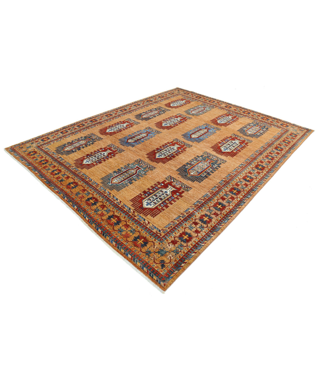Hand Knotted Nomadic Caucasian Humna Wool Rug - 8'1'' x 10'0'' 8'1'' x 10'0'' (243 X 300) / Brown / Red