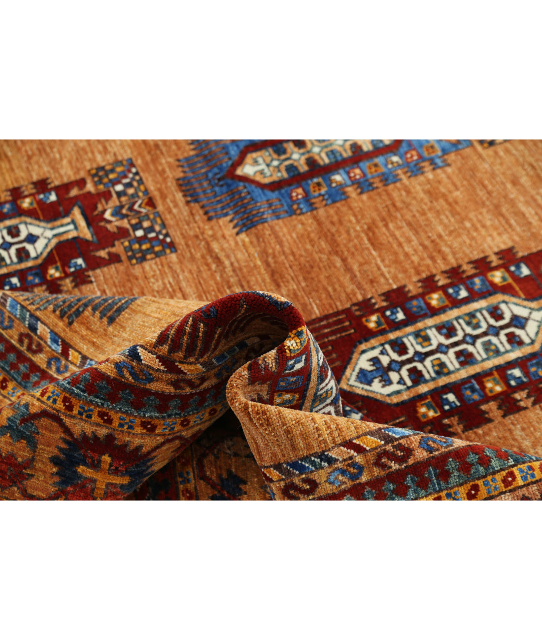 Hand Knotted Nomadic Caucasian Humna Wool Rug - 8'1'' x 10'0'' 8'1'' x 10'0'' (243 X 300) / Brown / Red