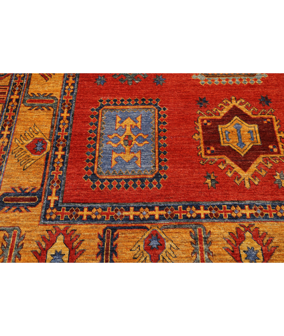 Hand Knotted Nomadic Caucasian Humna Wool Rug - 8'8'' x 12'2'' 8'8'' x 12'2'' (260 X 365) / Red / Gold