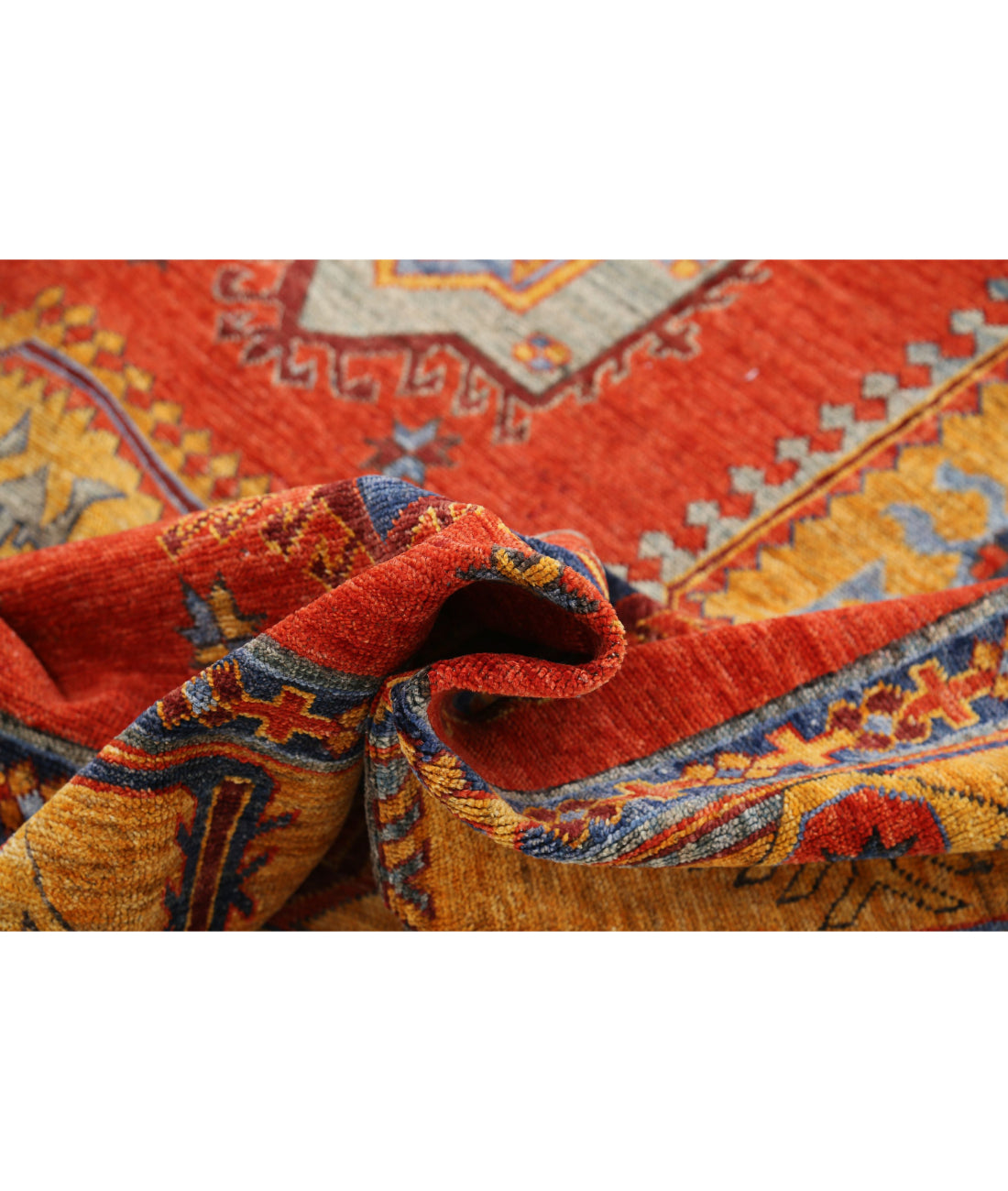 Hand Knotted Nomadic Caucasian Humna Wool Rug - 8'8'' x 12'2'' 8'8'' x 12'2'' (260 X 365) / Red / Gold