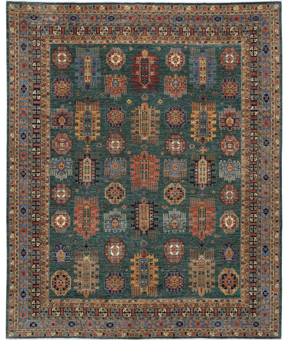 Hand Knotted Nomadic Caucasian Humna Wool Rug - 11'9'' x 14'7''