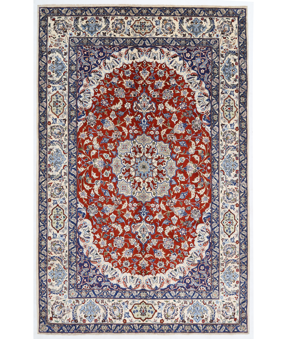 Hand Knotted Isfahan Wool Rug  - 6&#39; 11&quot; X 10&#39; 7&quot;