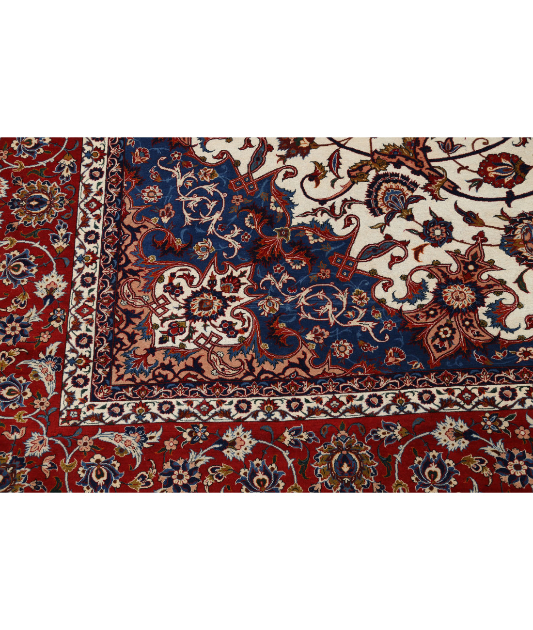 Hand Knotted Masterpiece Persian Isfahan Wool Rug - 10'3'' x 14'7'' 10'3'' x 14'7'' (308 X 438) / Ivory / Red