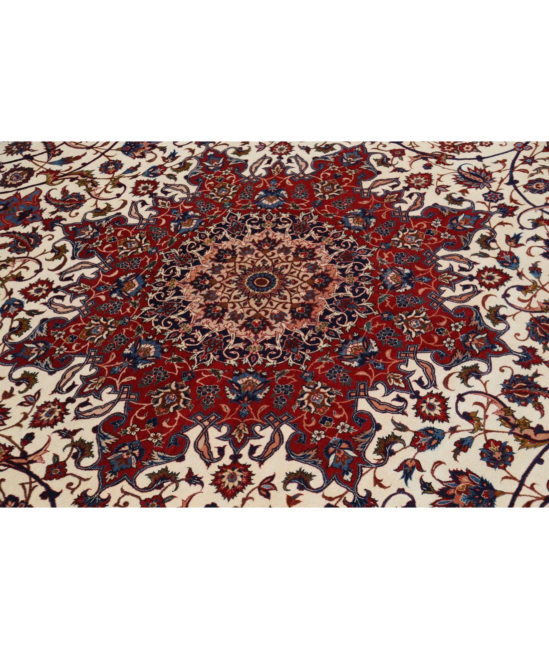 Hand Knotted Masterpiece Persian Isfahan Wool Rug - 10'3'' x 14'7'' 10'3'' x 14'7'' (308 X 438) / Ivory / Red
