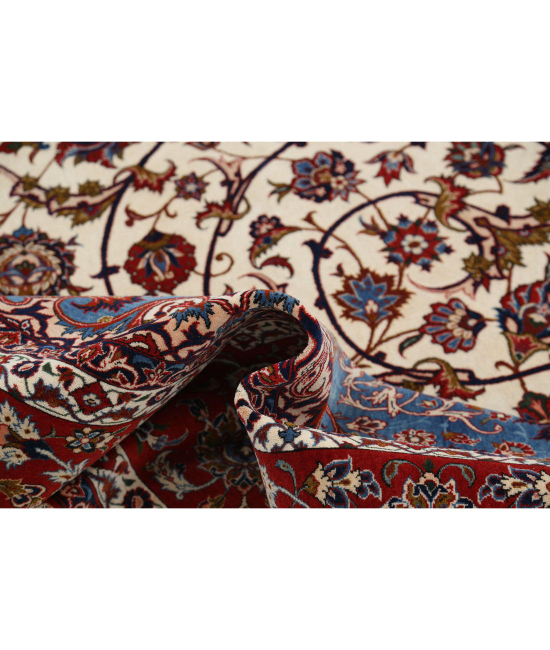 Hand Knotted Masterpiece Persian Isfahan Wool Rug - 10'3'' x 14'7'' 10'3'' x 14'7'' (308 X 438) / Ivory / Red