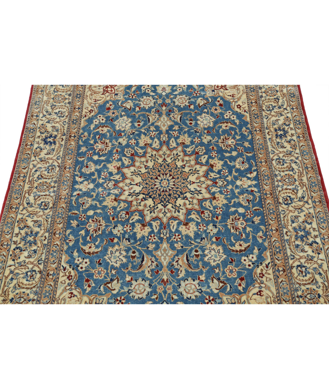 Hand Knotted Masterpiece Persian Isfahan Wool & Silk Rug - 3'5'' x 5'2'' 3'5'' x 5'2'' (103 X 155) / Blue / Ivory