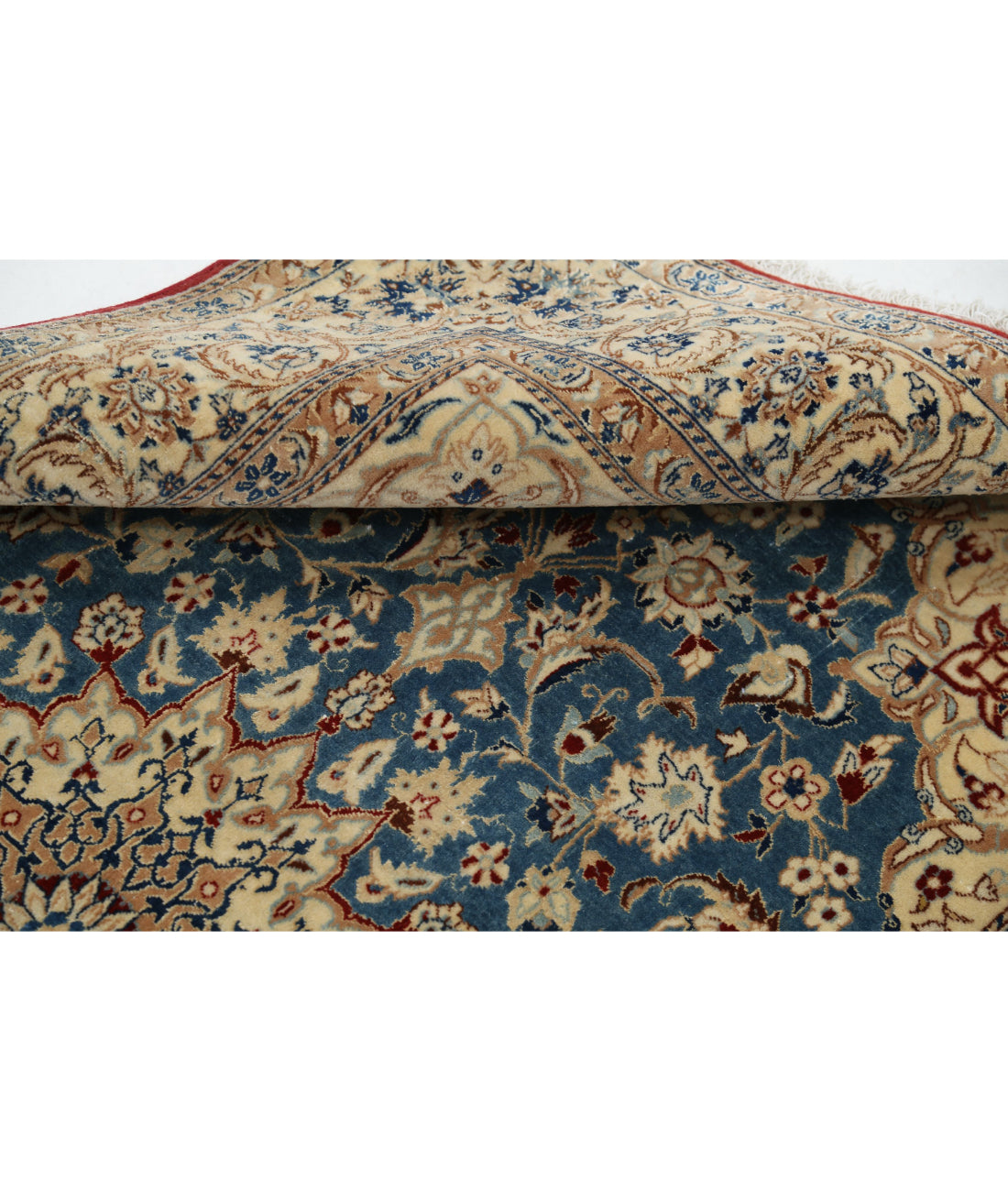 Hand Knotted Masterpiece Persian Isfahan Wool & Silk Rug - 3'5'' x 5'2'' 3'5'' x 5'2'' (103 X 155) / Blue / Ivory