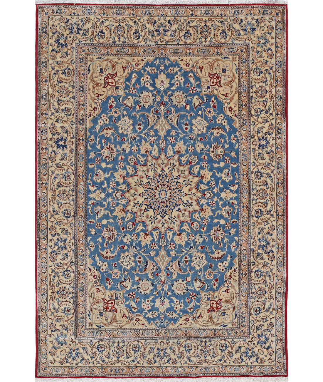 Hand Knotted Masterpiece Persian Isfahan Wool &amp; Silk Rug - 3&#39;5&#39;&#39; x 5&#39;2&#39;&#39; 3&#39;5&#39;&#39; x 5&#39;2&#39;&#39; (103 X 155) / Blue / Ivory