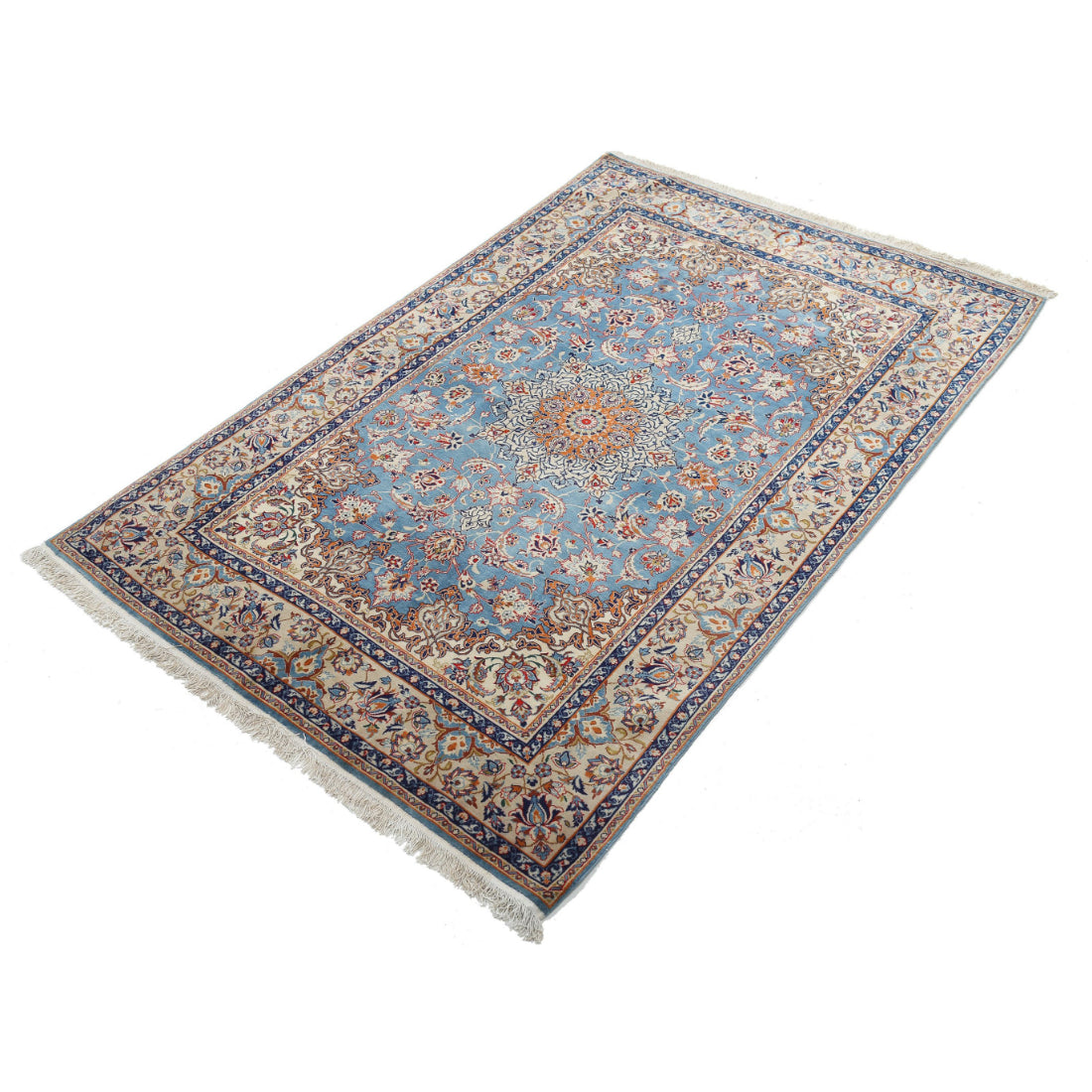 Alfombra persa de lana y seda de Isfahan, obra maestra anudada a mano, 3'6'' x 5'4''