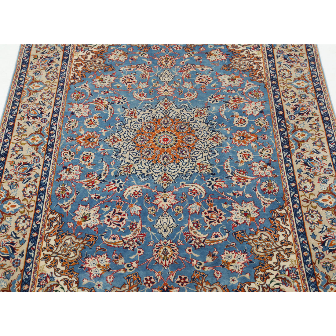 Alfombra persa de lana y seda de Isfahan, obra maestra anudada a mano, 3'6'' x 5'4''