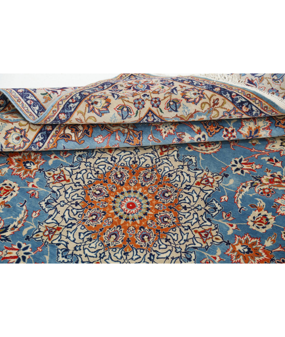 Hand Knotted Masterpiece Persian Isfahan Wool & Silk Rug - 3'6'' x 5'4'' 3'6'' x 5'4'' (105 X 160) / Blue / Beige