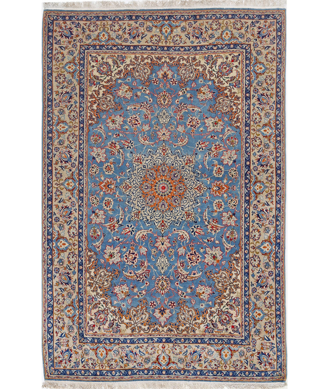 Alfombra persa de lana y seda de Isfahan, obra maestra anudada a mano, 3'6'' x 5'4''