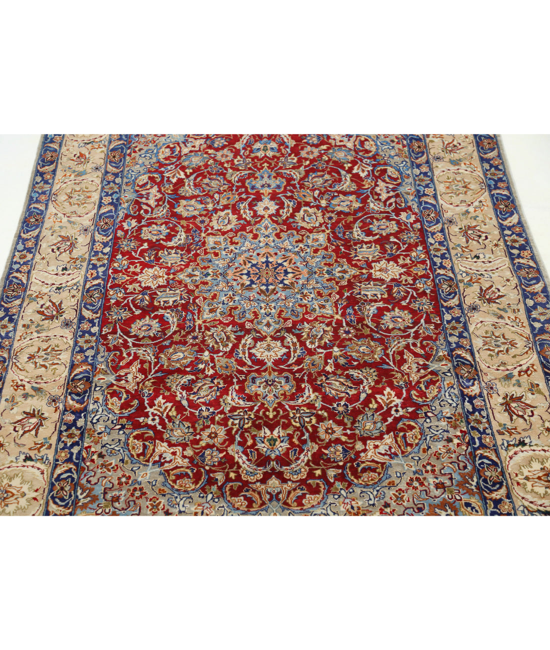 Hand Knotted Masterpiece Persian Isfahan Wool & Silk Rug - 3'7'' x 5'8'' 3'7'' x 5'8'' (108 X 170) / Red / Taupe