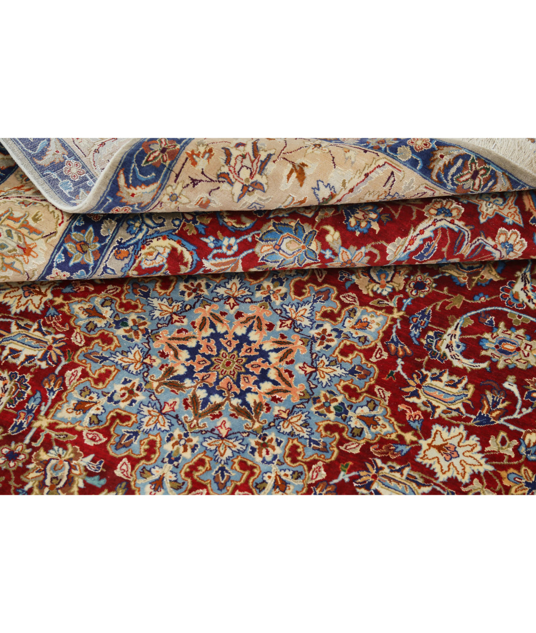 Hand Knotted Masterpiece Persian Isfahan Wool & Silk Rug - 3'7'' x 5'8'' 3'7'' x 5'8'' (108 X 170) / Red / Taupe