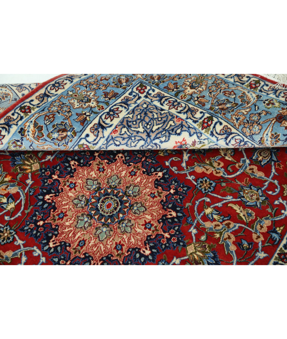 Hand Knotted Masterpiece Persian Isfahan Wool & Silk Rug - 3'6'' x 5'5'' 3'6'' x 5'5'' (105 X 163) / Red / Blue
