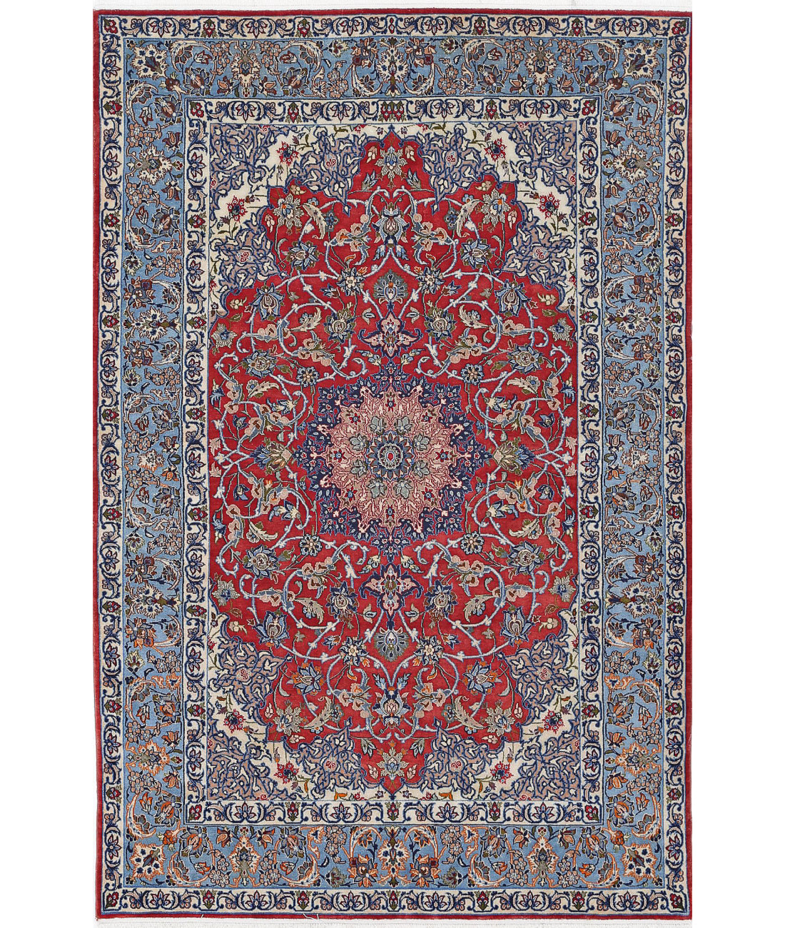 Hand Knotted Masterpiece Oriental Isfahan Wool & Silk Rug - 3'6'' x 5'5''