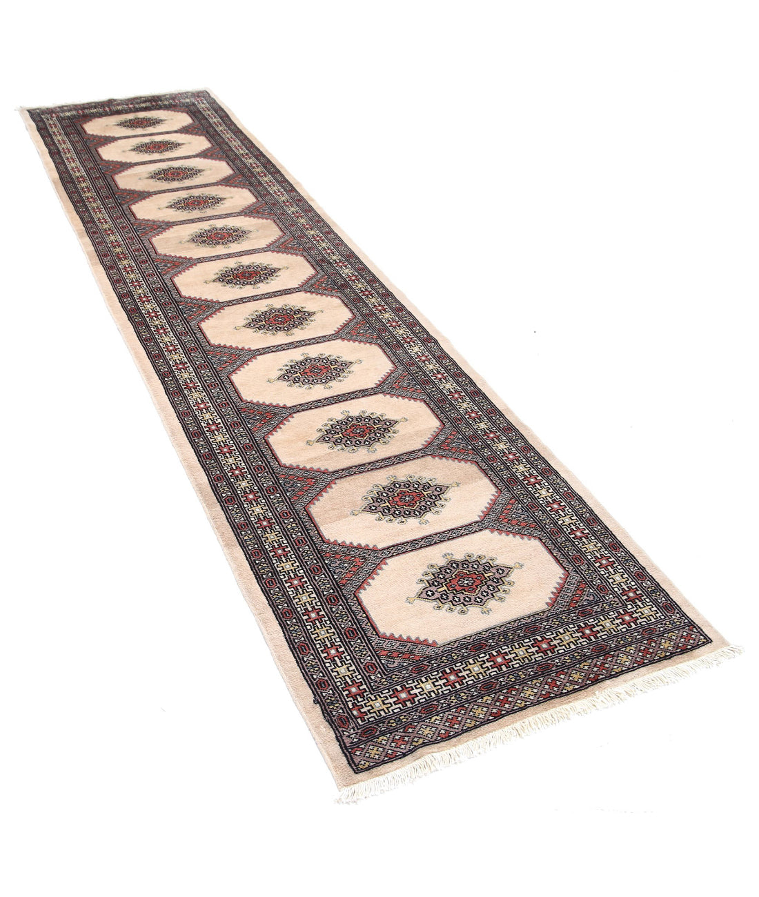 Hand Knotted Tribal Jaldar Wool Rug - 2'7'' x 9'10'' 2'7'' x 9'10'' (78 X 295) / Ivory / Ivory
