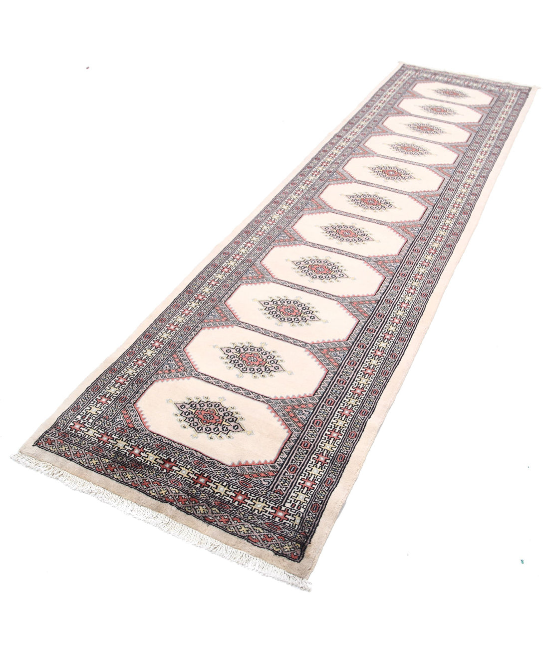 Hand Knotted Tribal Jaldar Wool Rug - 2'7'' x 9'10'' 2'7'' x 9'10'' (78 X 295) / Ivory / Ivory
