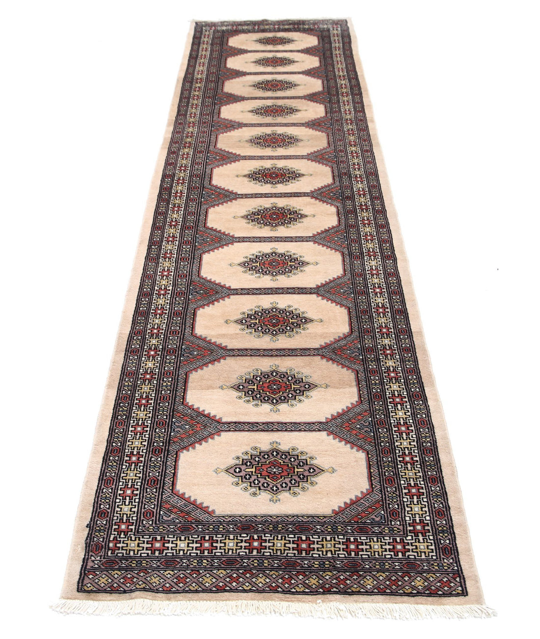 Hand Knotted Tribal Jaldar Wool Rug - 2'7'' x 9'10'' 2'7'' x 9'10'' (78 X 295) / Ivory / Ivory