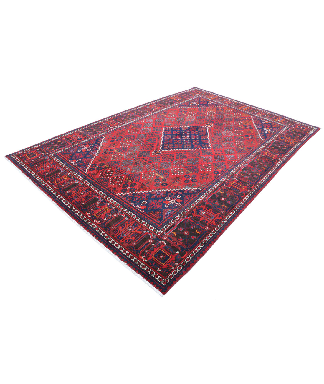 Hand Knotted Persian Josheghan Wool Rug - 7'0'' x 10'7'' 7'0'' x 10'7'' (210 X 318) / Red / Ivory