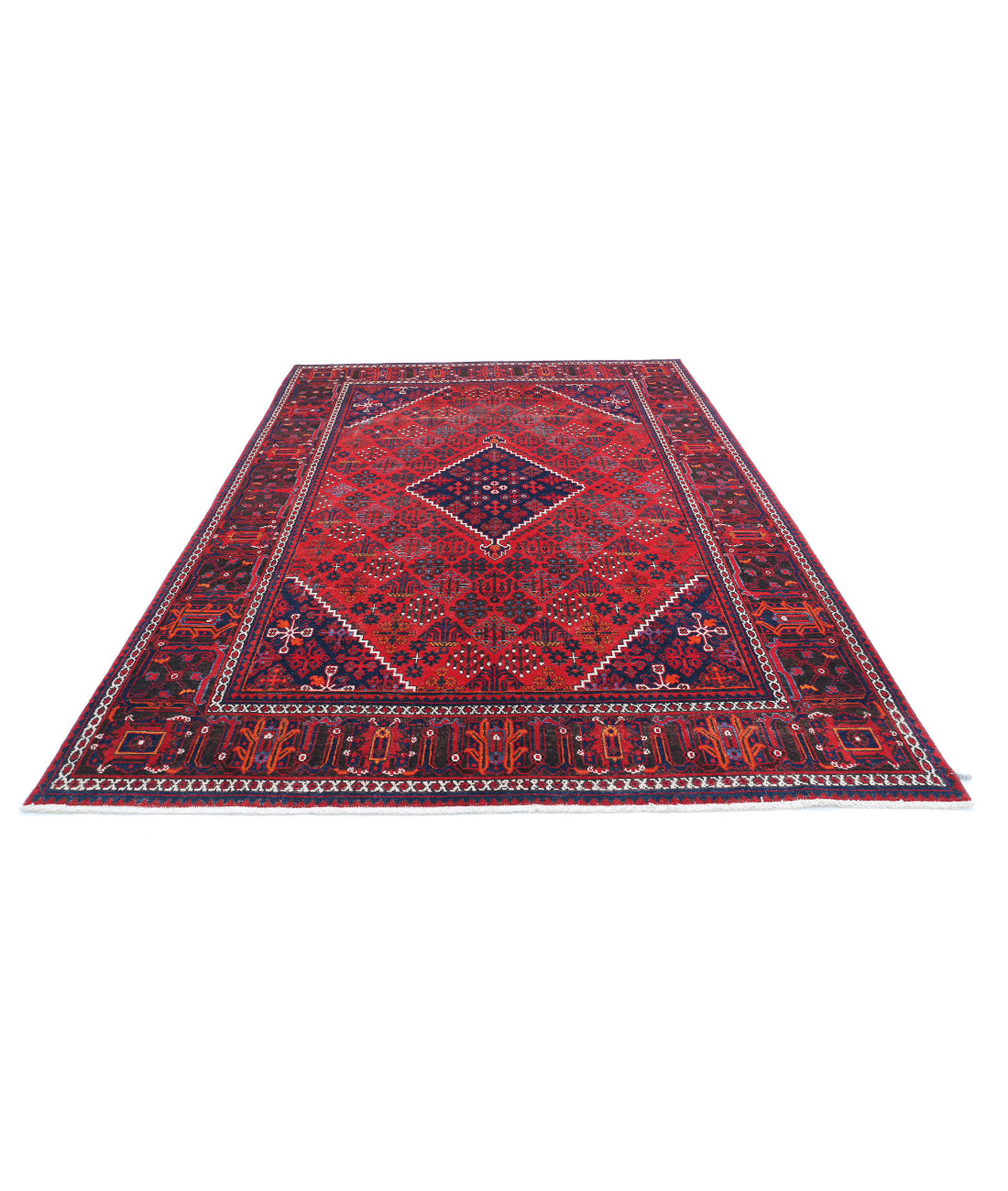 Hand Knotted Persian Josheghan Wool Rug - 7'0'' x 10'7'' 7'0'' x 10'7'' (210 X 318) / Red / Ivory