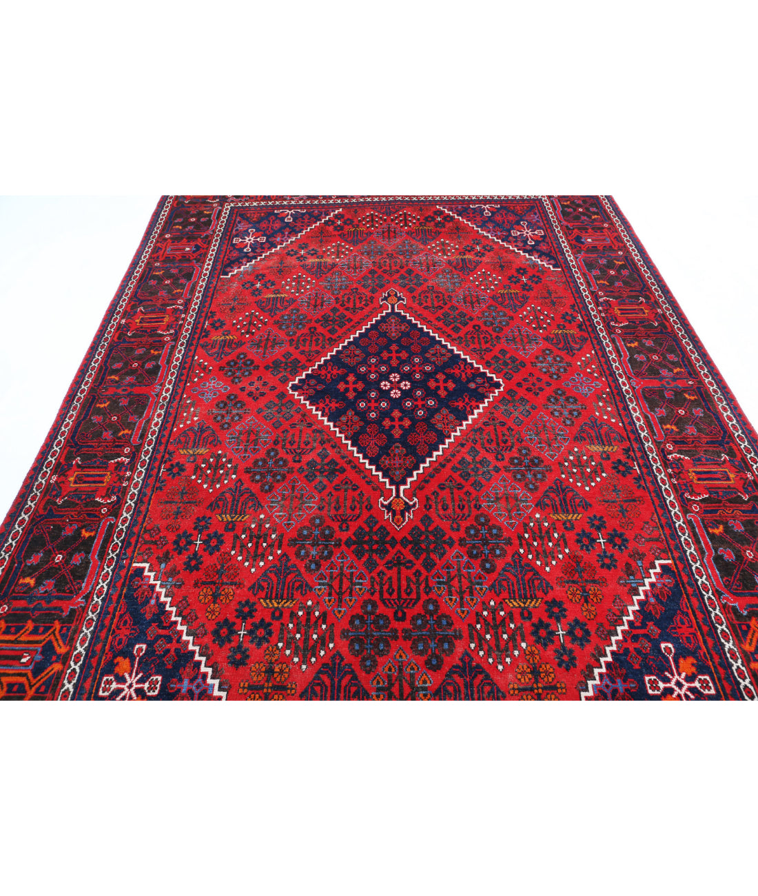 Hand Knotted Persian Josheghan Wool Rug - 7'0'' x 10'7'' 7'0'' x 10'7'' (210 X 318) / Red / Ivory