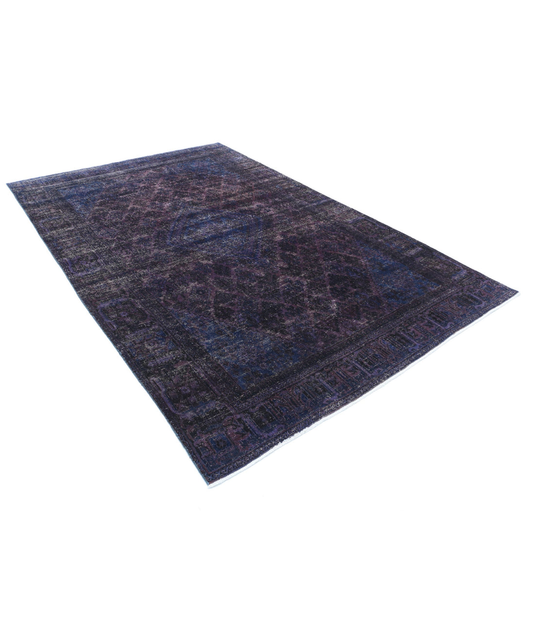 Hand Knotted Transitional Overdye Josheghan Wool Rug - 6'9'' x 10'2'' 6'9'' x 10'2'' (203 X 305) / Purple / Blue