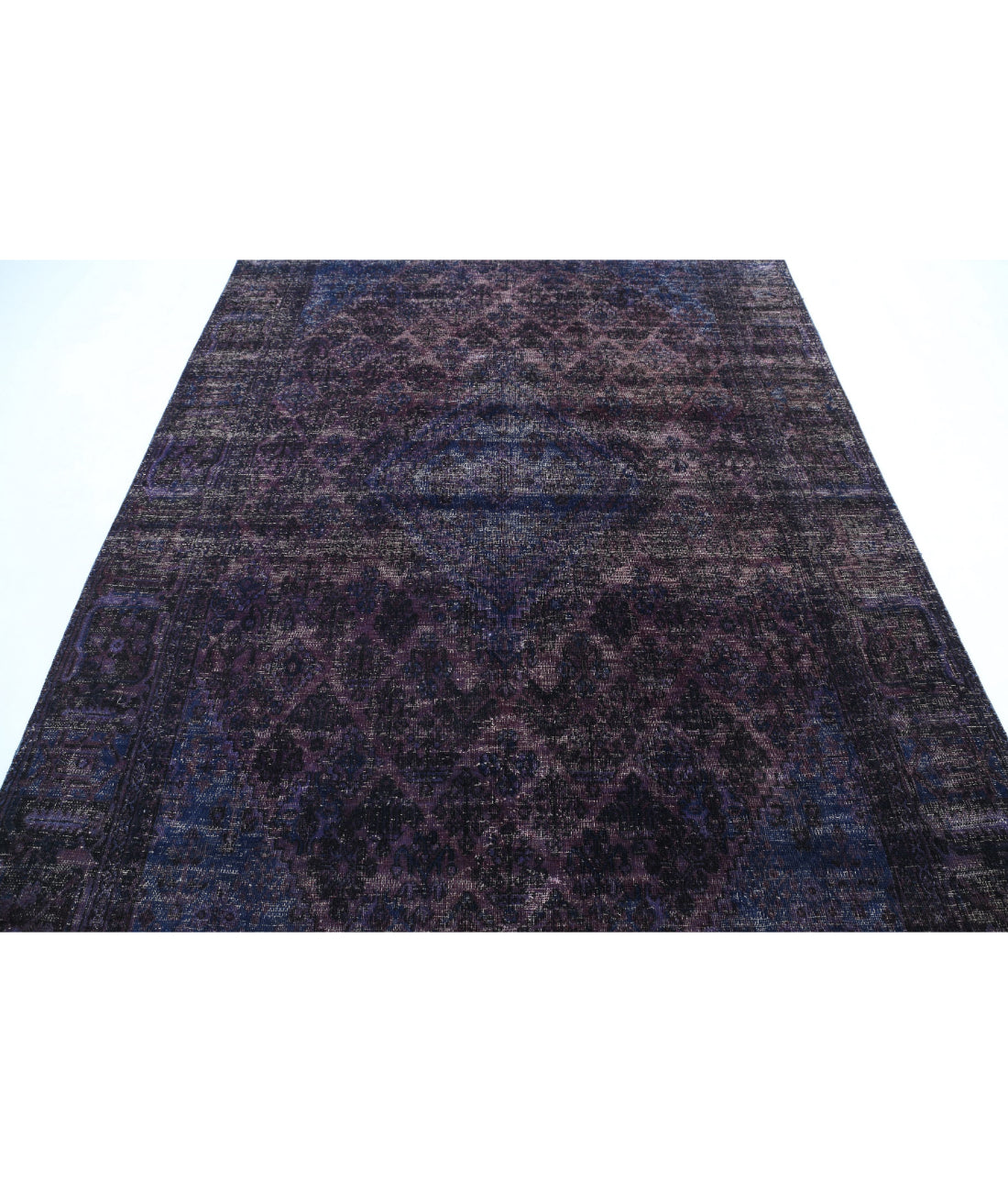 Hand Knotted Transitional Overdye Josheghan Wool Rug - 6'9'' x 10'2'' 6'9'' x 10'2'' (203 X 305) / Purple / Blue