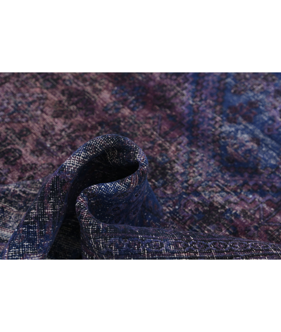 Hand Knotted Transitional Overdye Josheghan Wool Rug - 6'9'' x 10'2'' 6'9'' x 10'2'' (203 X 305) / Purple / Blue