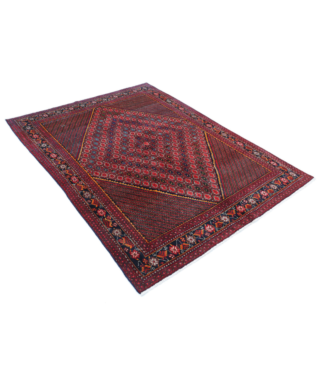 Hand Knotted Persian Josheghan Wool Rug - 5'0'' x 6'7'' 5'0'' x 6'7'' (150 X 198) / Red / Blue