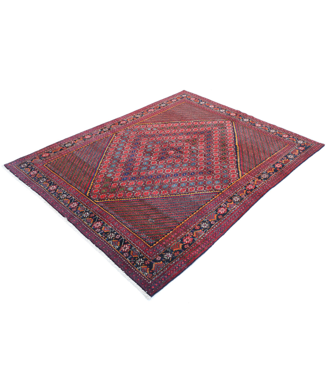 Hand Knotted Persian Josheghan Wool Rug - 5'0'' x 6'7'' 5'0'' x 6'7'' (150 X 198) / Red / Blue