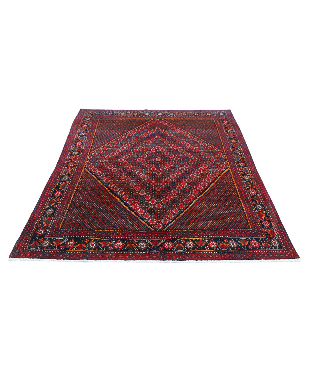 Hand Knotted Persian Josheghan Wool Rug - 5'0'' x 6'7'' 5'0'' x 6'7'' (150 X 198) / Red / Blue